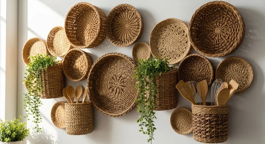 Woven Basket Wall Display