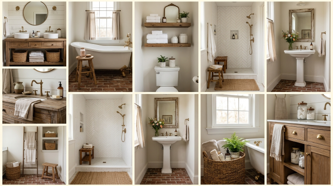 20 Charming Farmhouse Bathroom Decor Ideas That Add Cozy Country Vibes 