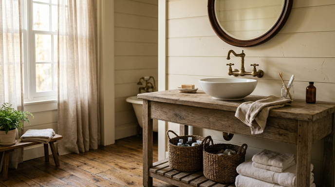 Charming Farmhouse Bathroom0
