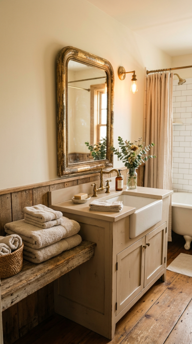 Charming Farmhouse Bathroom15
