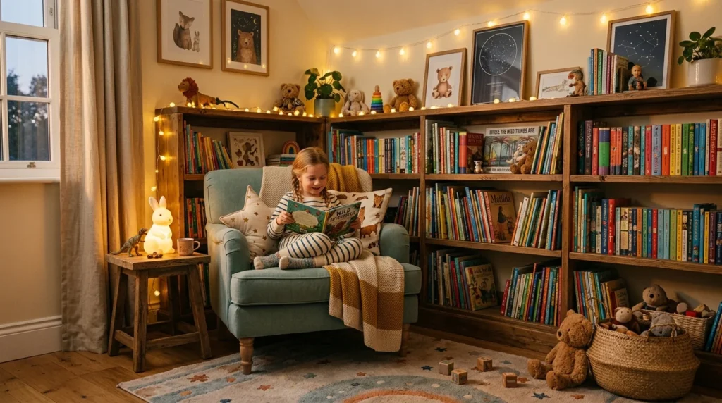 Kids bedroom cozy reading nook