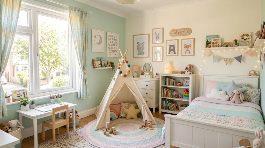 Kids bedroom pastel decor light