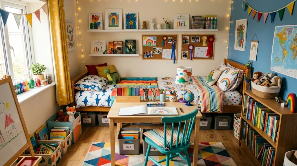 Kids bedroom with art supplies