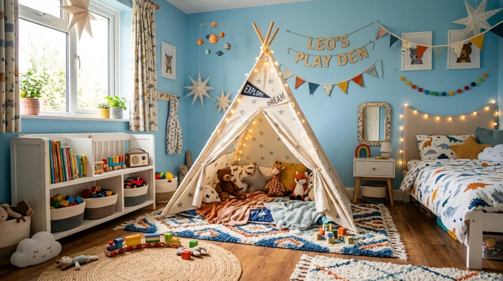 Kids bedroom with play tent