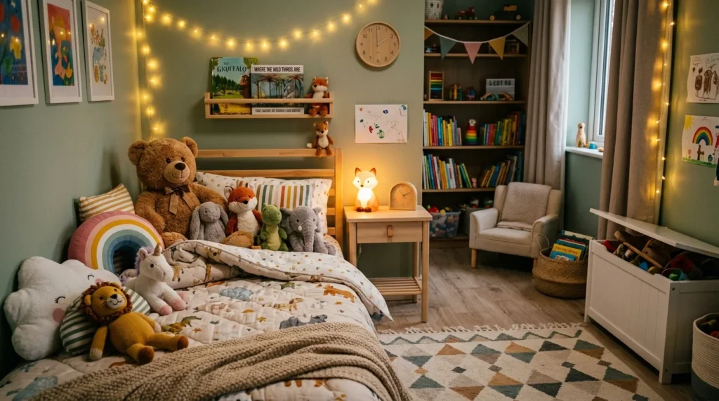 Kids bedroom with plush toys