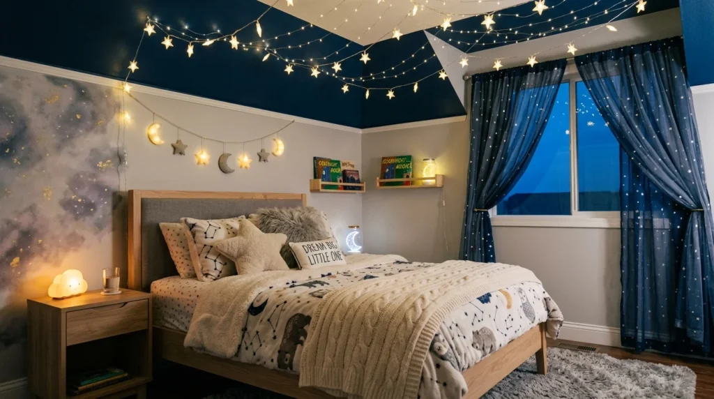 Kids bedroom with star lights
